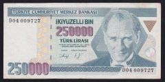 7.EMİSYON 1.TERTİP 250000 LİRA D04 009727 ÇÇT +