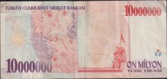 7.Emisyon 10 000 000 Lira C66 528227 Çok Temiz+