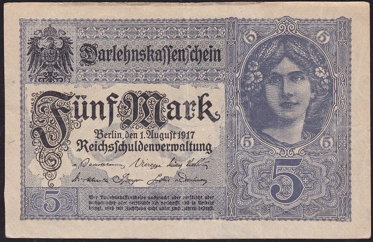 Almanya 5 Mark 1917 Çok Temiz+