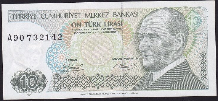 7.Emisyon 1.Tertip 10 Lira A90 732142 Çilaltı Çil