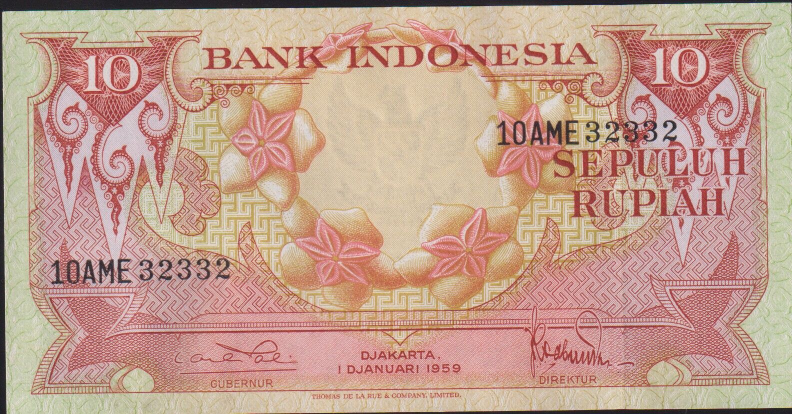 Endonezya 10 Rupiah 1959 Çil Pick 66 ( 32332 )