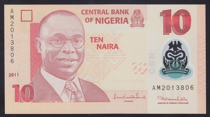 Nijerya 10 Naira 2011 Çil Polimer Pick 39