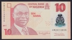 Nijerya 10 Naira 2011 Çil Polimer