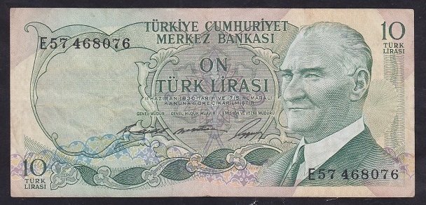 6.EMİSYON 1.TERTİP 10 LİRA E57 468076 ÇOK TEMİZ