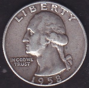 Amerika Çeyrek Dolar 1958 D Gümüş