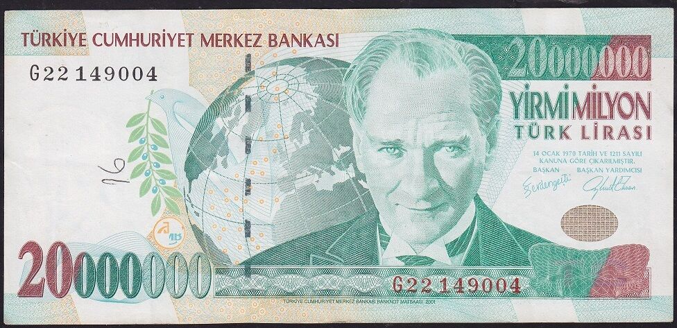 7.Emisyon 20 000 000 Lira G22 149004 Çok Temiz