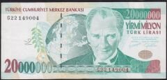 7.Emisyon 20 000 000 Lira G22 149004 Çok Temiz