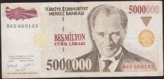 7.Emisyon 5 000 000 Lira H65 669143 Çok Temiz