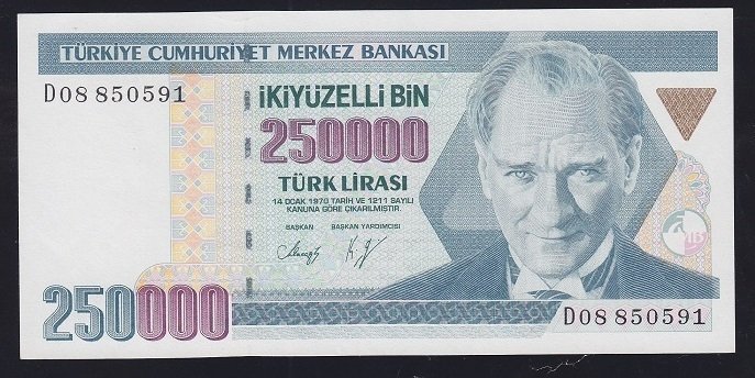 7.EMİSYON 1.TERTİP 250000 LİRA D08 850591 ÇİLALTI