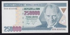 7.EMİSYON 1.TERTİP 250000 LİRA D08 850591 ÇİLALTI