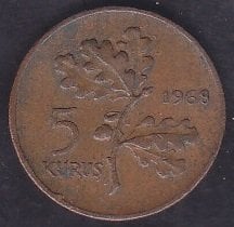 1968 Yılı 5 Kuruş Çok Temiz