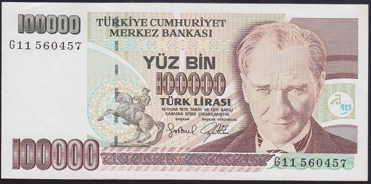 7.EMİSYON 3.TERTİP 100000 LİRA G11 560457 ÇİLALTI ÇİL