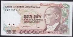 7.EMİSYON 2.TERTİP 5000 LİRA B72 097212 ÇİLALTI ÇİL