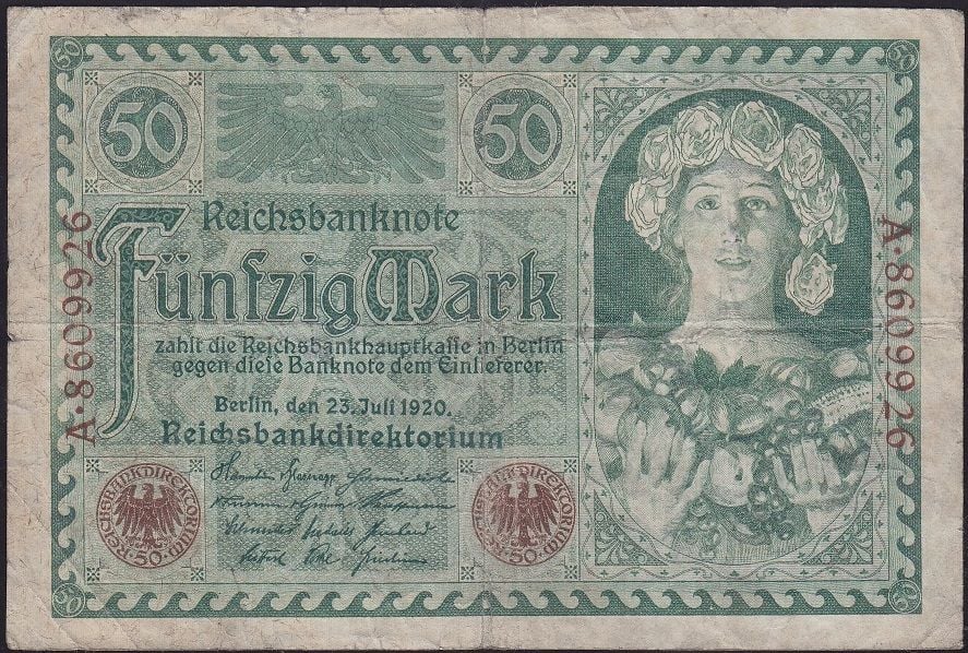 Almanya 50 Mark 1920 Çok Temiz