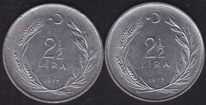 1977 Yılı 2.5 Lira (Ters Düz Takım)