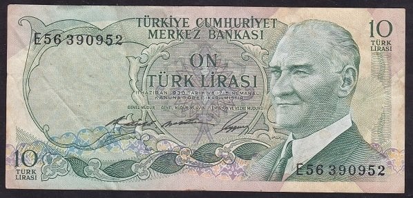 6.EMİSYON 1.TERTİP 10 LİRA E56 390952 ÇOK TEMİZ