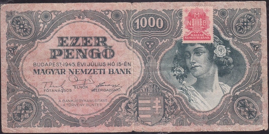 Macaristan 1000 Pengo 1945 Çok Temiz
