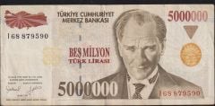 7.Emisyon 5 000 000 Lira I68 879590 Çok Temiz+