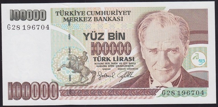 7.EMİSYON 3.TERTİP 100000 LİRA G28 196704 ÇİLALTI ÇİL