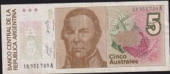 Arjantin 5 Australes 1985 - 1989 Çok Çok Temiz Pick 324a