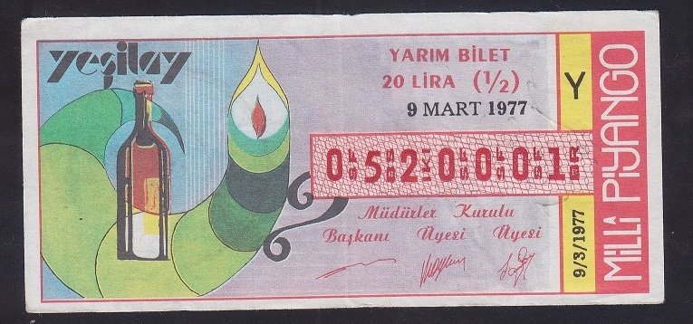 1977 9 MART YARIM BİLET - YEŞİLAY