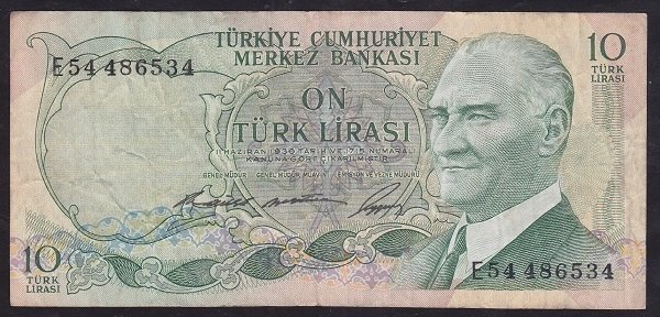 6.EMİSYON 1.TERTİP 10 LİRA E54 486534 ÇOK TEMİZ