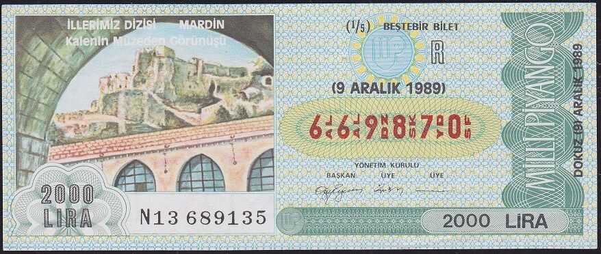 1989 9 Aralık Beşte Bir Bilet - R Serisi