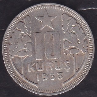 1938 Yılı 10 Kuruş