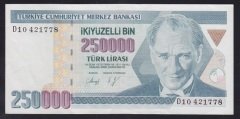 7.EMİSYON 1.TERTİP 250000 LİRA D10 421778 ÇÇT +