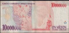 7.Emisyon 10 000 000 Lira C62 071113 Çok Temiz+