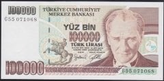 7.EMİSYON 3.TERTİP 100000 LİRA G55 071068 ÇİLALTI eski kağıt para fiyatları
