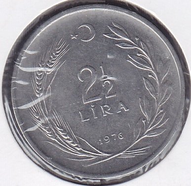 1976 Yılı 2.5 Lira Ters