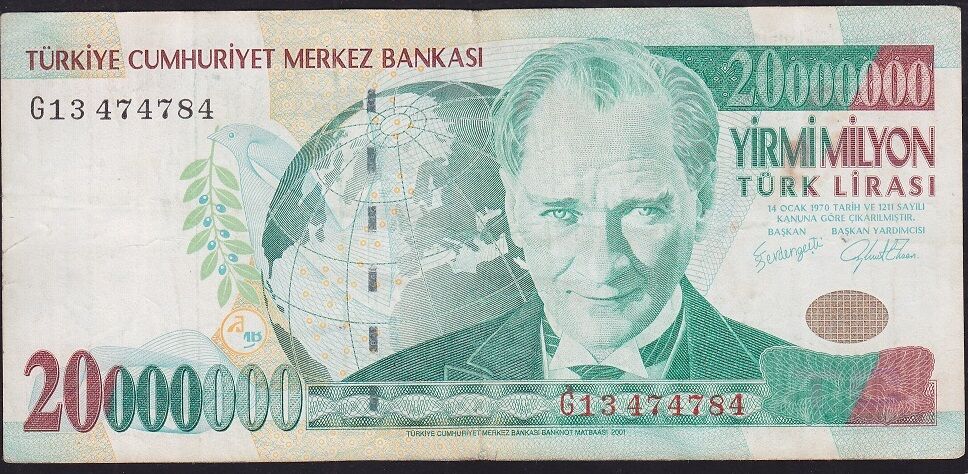 7.Emisyon 20 000 000 Lira G13 474784b Çok Temiz