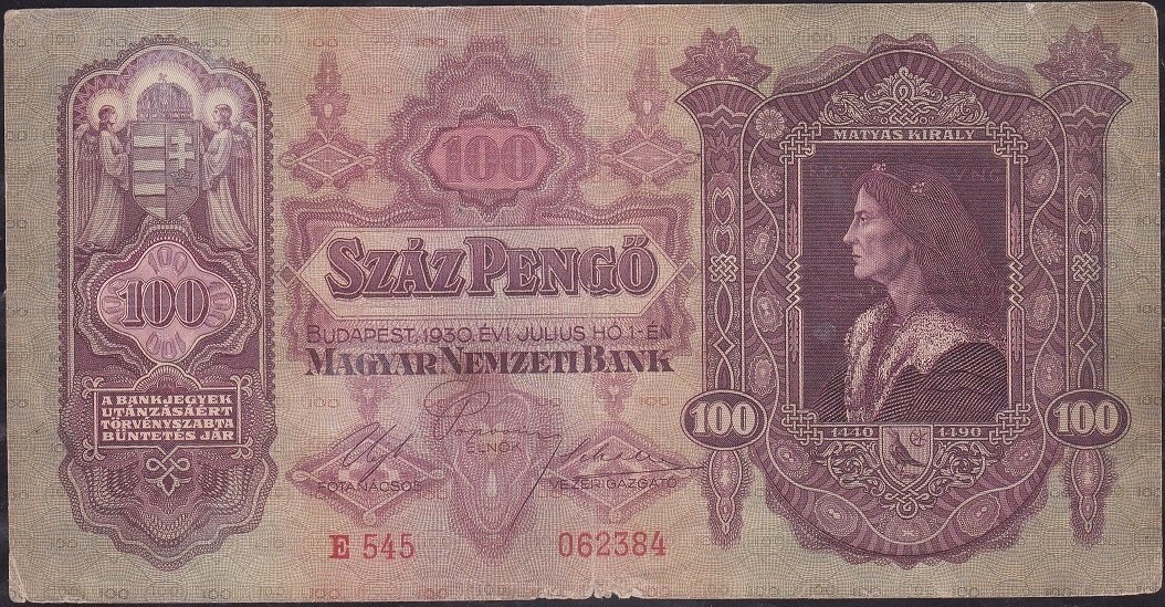 Macaristan 100 Pengo 1930 Çok Temiz