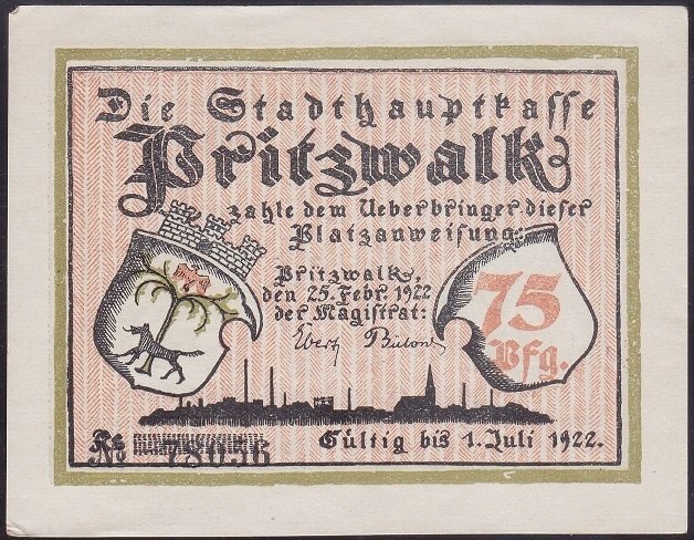 ALMANYA 75 PFENNİG NOTGELD 1922 ÇİL