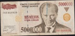 7.Emisyon 5 000 000 Lira I65 916829 Çok Temiz