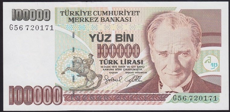 7.EMİSYON 3.TERTİP 100000 LİRA G56 720171 ÇİLALTI ÇİL