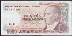 7.EMİSYON 2.TERTİP 5000 LİRA B85 473195 ÇOK TEMİZ +