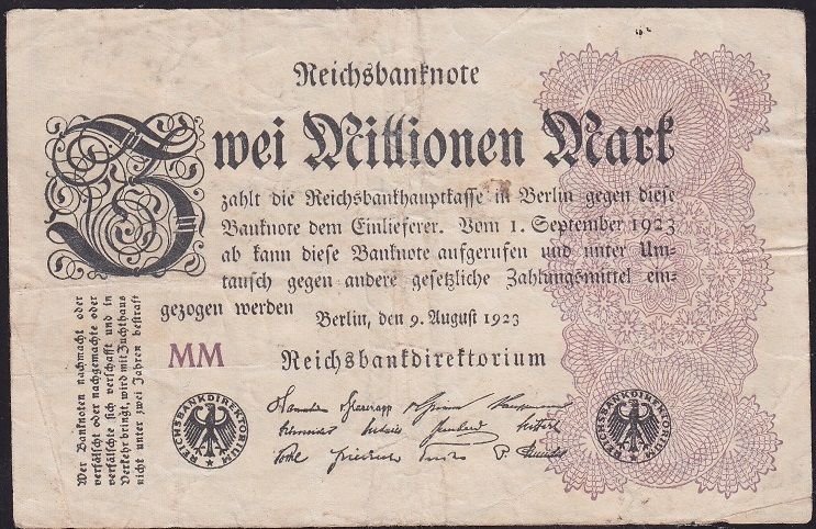Almanya 2 Milyon Mark 1923 Çok Temiz