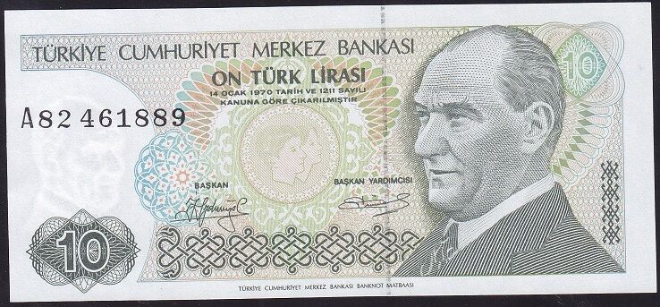 7.Emisyon 1.Tertip 10 Lira A82 461889 Çilaltı Çil