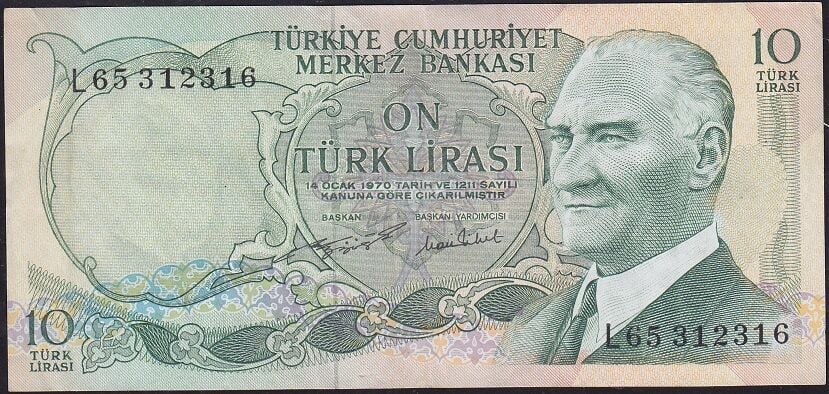 6.Emisyon 2.Tertip 10 Lira L65 312316 Çok Temiz+
