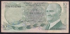 6.EMİSYON 1.TERTİP 10 LİRA E36 024202 ÇOK TEMİZ