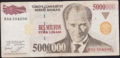 7.Emisyon 5 000 000 Lira H58 594590 Çok Temiz