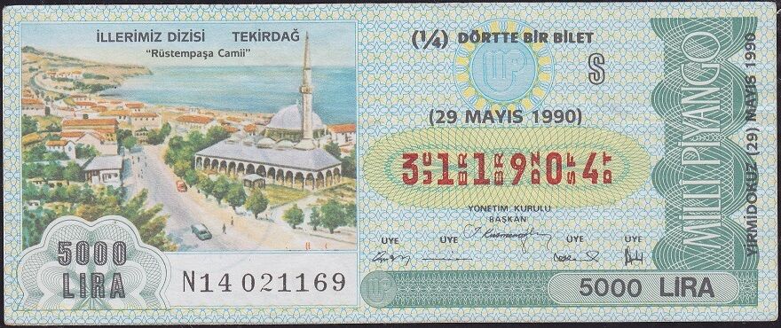 1990 29 Mayıs Çeyrek Bilet - S Serisi - Tekirdağ