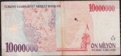 7.Emisyon 10 000 000 Lira A46 383660 Çok Temiz