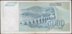 YUGOSLAVYA 5000 DİNAR 1992 TEMİZ