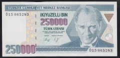 7.EMİSYON 1.TERTİP 250000 LİRA D15 065283 ÇÇT +