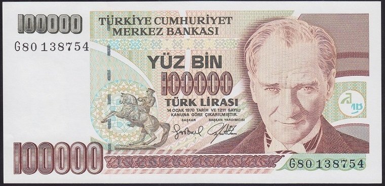 7.EMİSYON 3.TERTİP 100000 LİRA G80 138754 ÇİLALTI ÇİL
