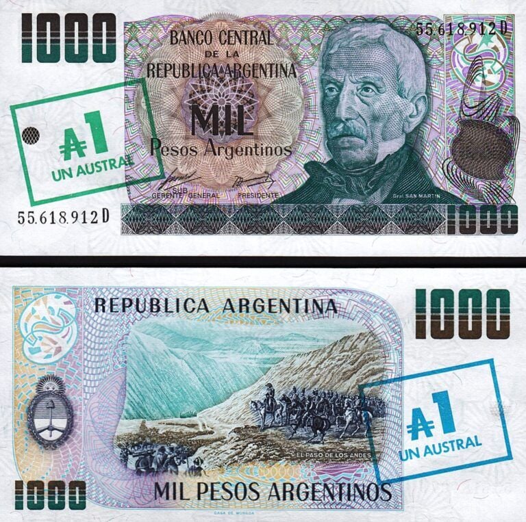 Arjantin 1 Australes Sürsajlı 1000 Pesos 1985 Çil Pick 320