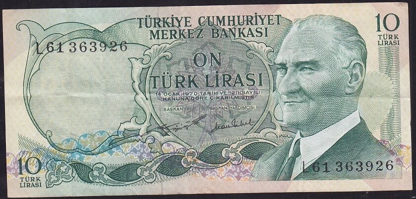 6.Emisyon 2.Tertip 10 Lira L61 363926 Çok Temiz+